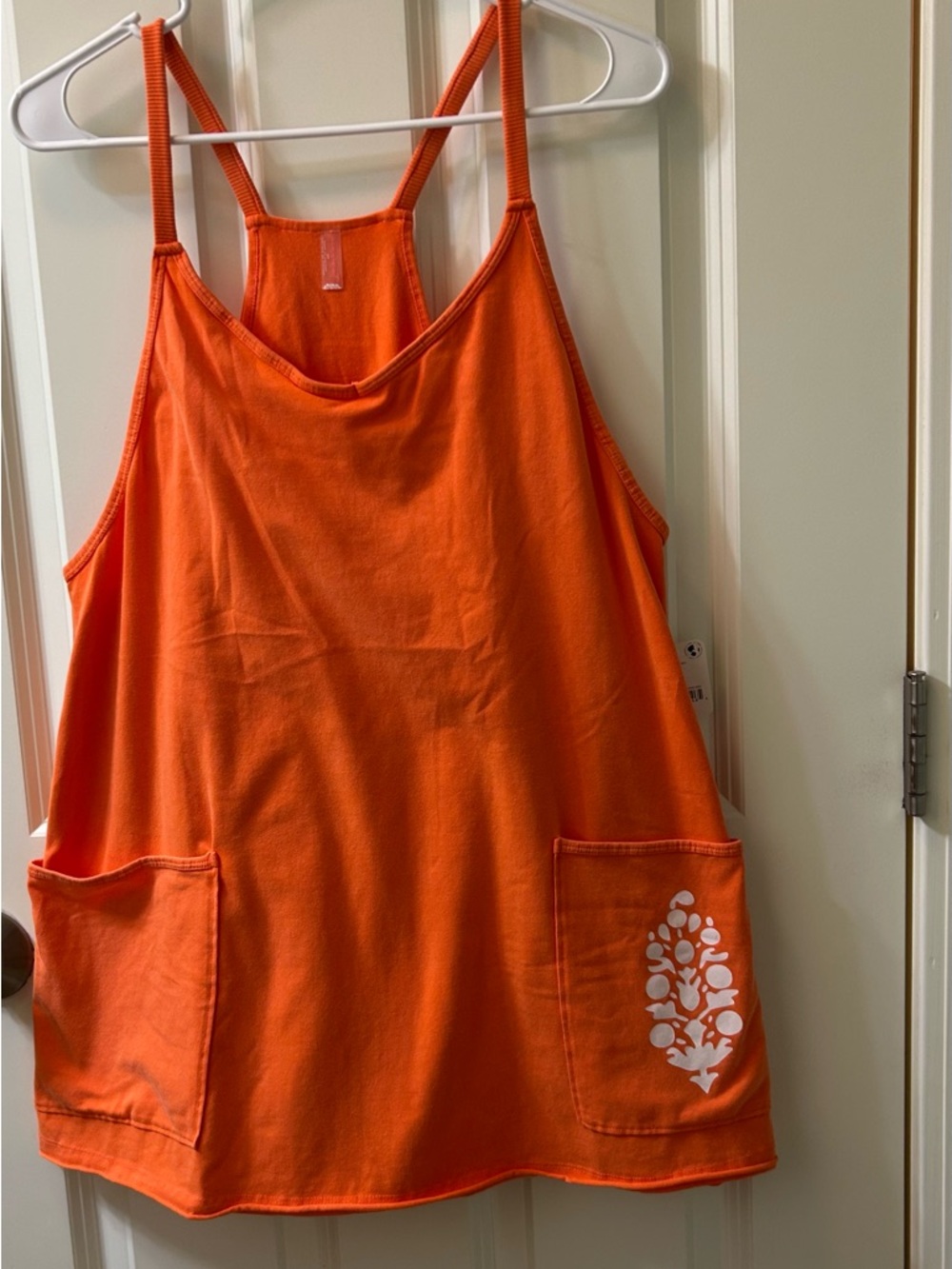 Free People White Mini Dress with Coral Pocket Motif - Picture 4 of 8